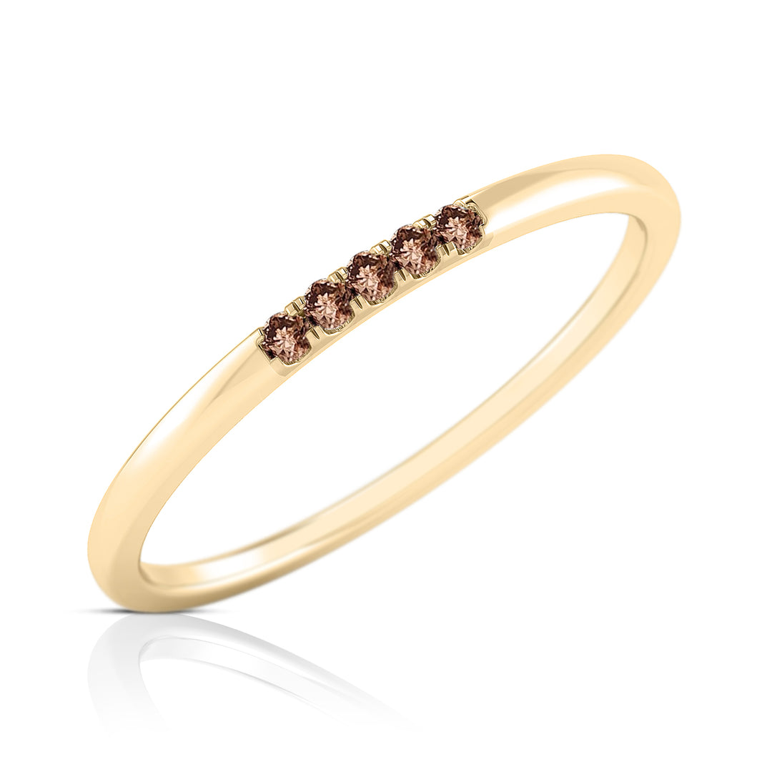 Half Eternity Brown Diamond Band - Thin Diamond Wedding Ring