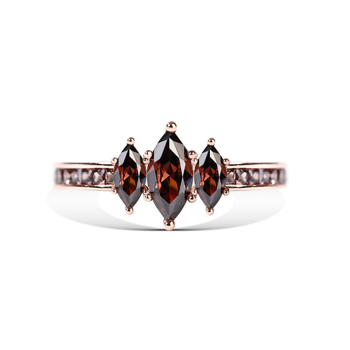 Three Marquise Diamond Ring in 14K Rose Gold Finish