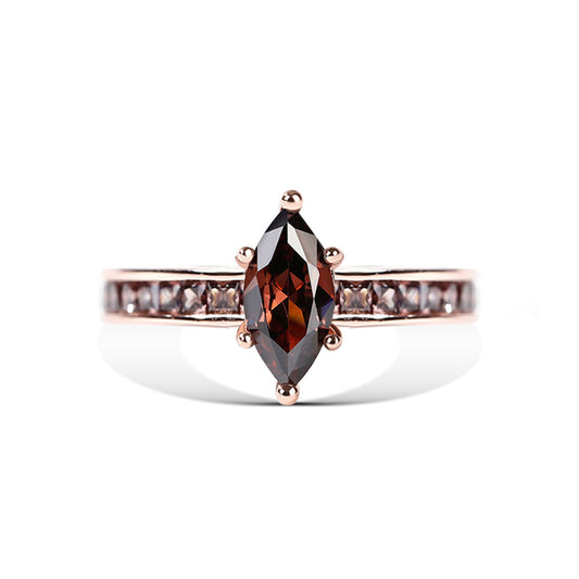 Marquise Brown Diamond Ring in 14K Rose Gold Finish