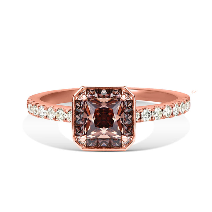 Princess Halo Diamond Ring in 14K Rose Gold Finish