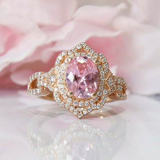 Stunning Pink Sapphire Diamond Engagement Ring