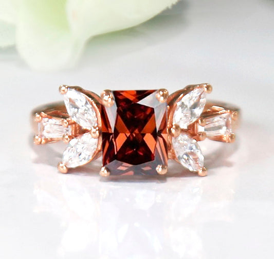 Butterfly Brown Diamond Ring in 14K Rose Gold Finish