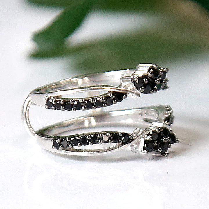 Black Diamond Wrap Ring & Jacket in 925 Sterling Silver-Ring Wrap Enhance-AJUKEnterprise