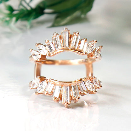 Baguette Diamond Wedding Ring Jacket in 14K Rose Gold Finish-Ring Wrap Enhance-AJUKEnterprise