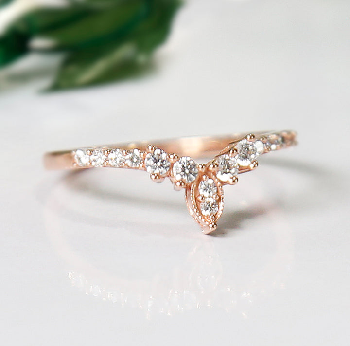 Diamond Wedding Band Ring in 14K Rose Gold Finish-Ring-AJUKEnterprise