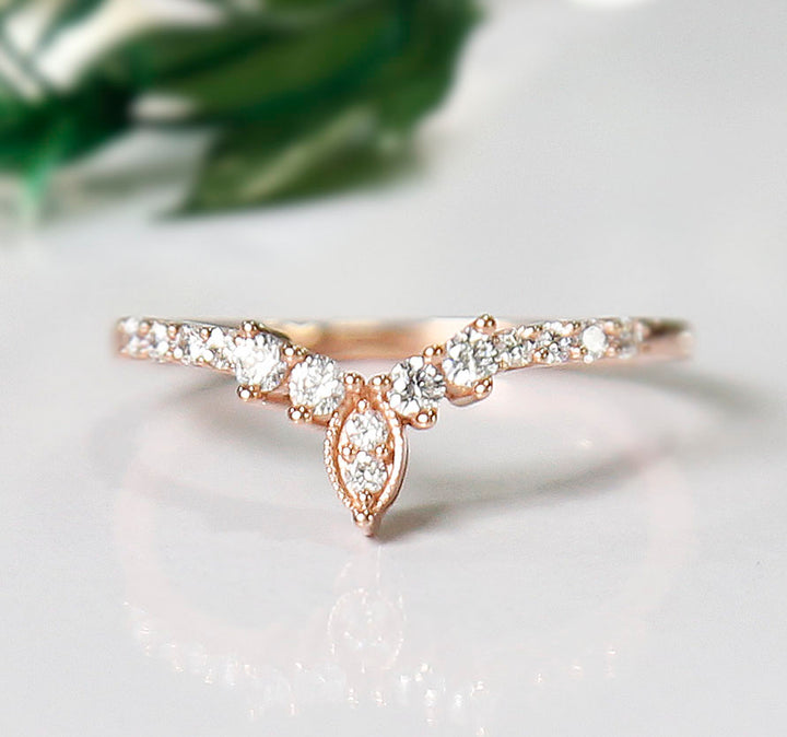 Diamond Wedding Band Ring in 14K Rose Gold Finish-Ring-AJUKEnterprise