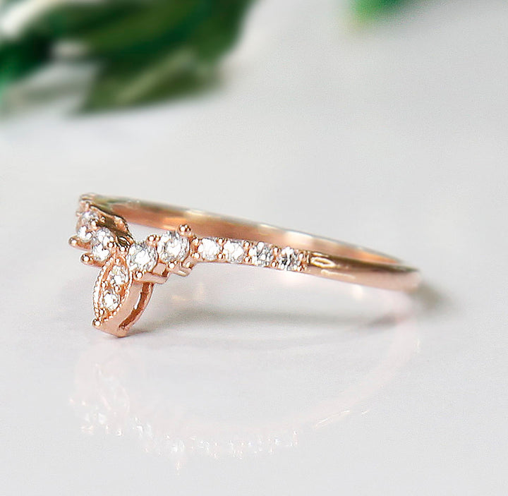 Diamond Wedding Band Ring in 14K Rose Gold Finish-Ring-AJUKEnterprise