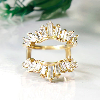 Baguette Diamond Wrap Ring Enhancer in 14K Yellow Gold Finish-Ring Wrap Enhance-AJUKEnterprise