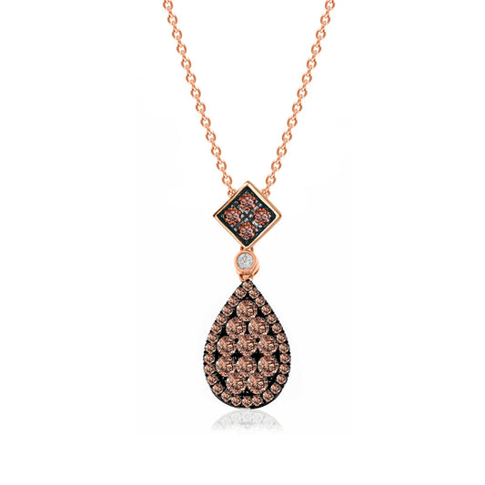Pear Shaped Dangle Pendant Necklace in 18" 14k Rose Gold Finish