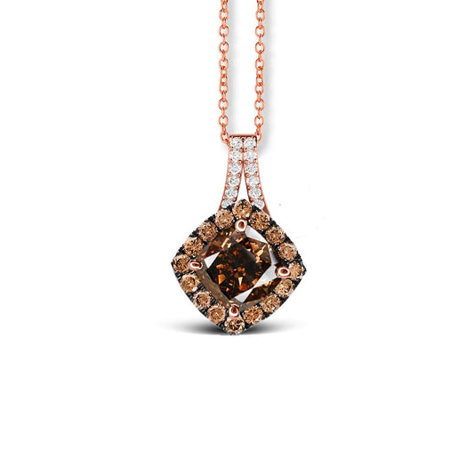 Shiney Brown Diamond Pendant Necklace in 18" 14k Rose Gold Finish
