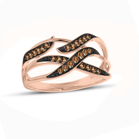 Unique Brown Diamond Ring in 14K Rose Gold Finish