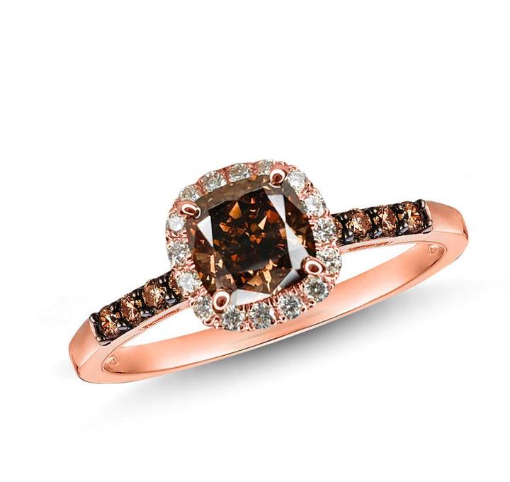 Cushion Brown Diamond Anniversary Ring in 14K Rose Gold Finish