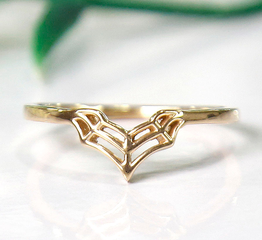 Spider Web Band Ring in 14K Yellow Gold Finish-Ring-AJUKEnterprise