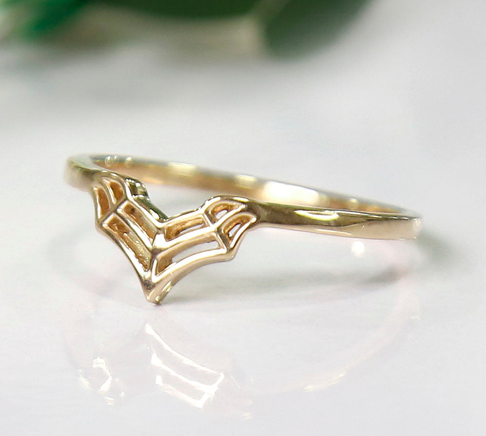 Spider Web Band Ring in 14K Yellow Gold Finish-Ring-AJUKEnterprise