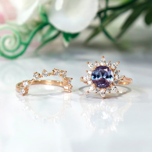 Alexandrite & Diamond Bridal Ring Set