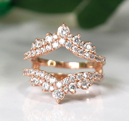 Diamond Crown Ring Enhancer & Wrap Ring in 14K Rose Gold Finish-Ring Wrap Enhance-AJUKEnterprise