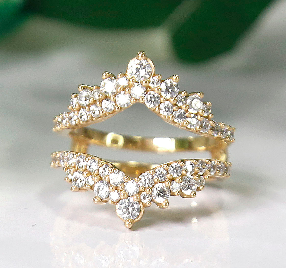 Diamond Crown Ring Enhancer & Wrap Ring in 14K Rose Gold Finish-Ring Wrap Enhance-AJUKEnterprise