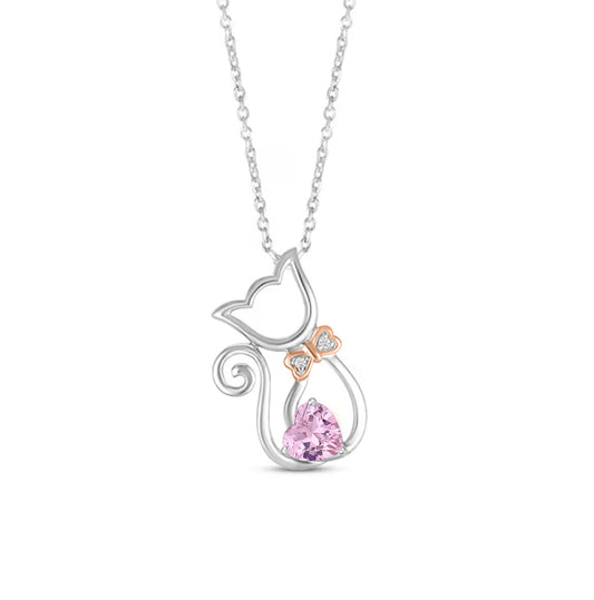 Cute Cat Pendant Necklace 18" 925 Sterling Silver