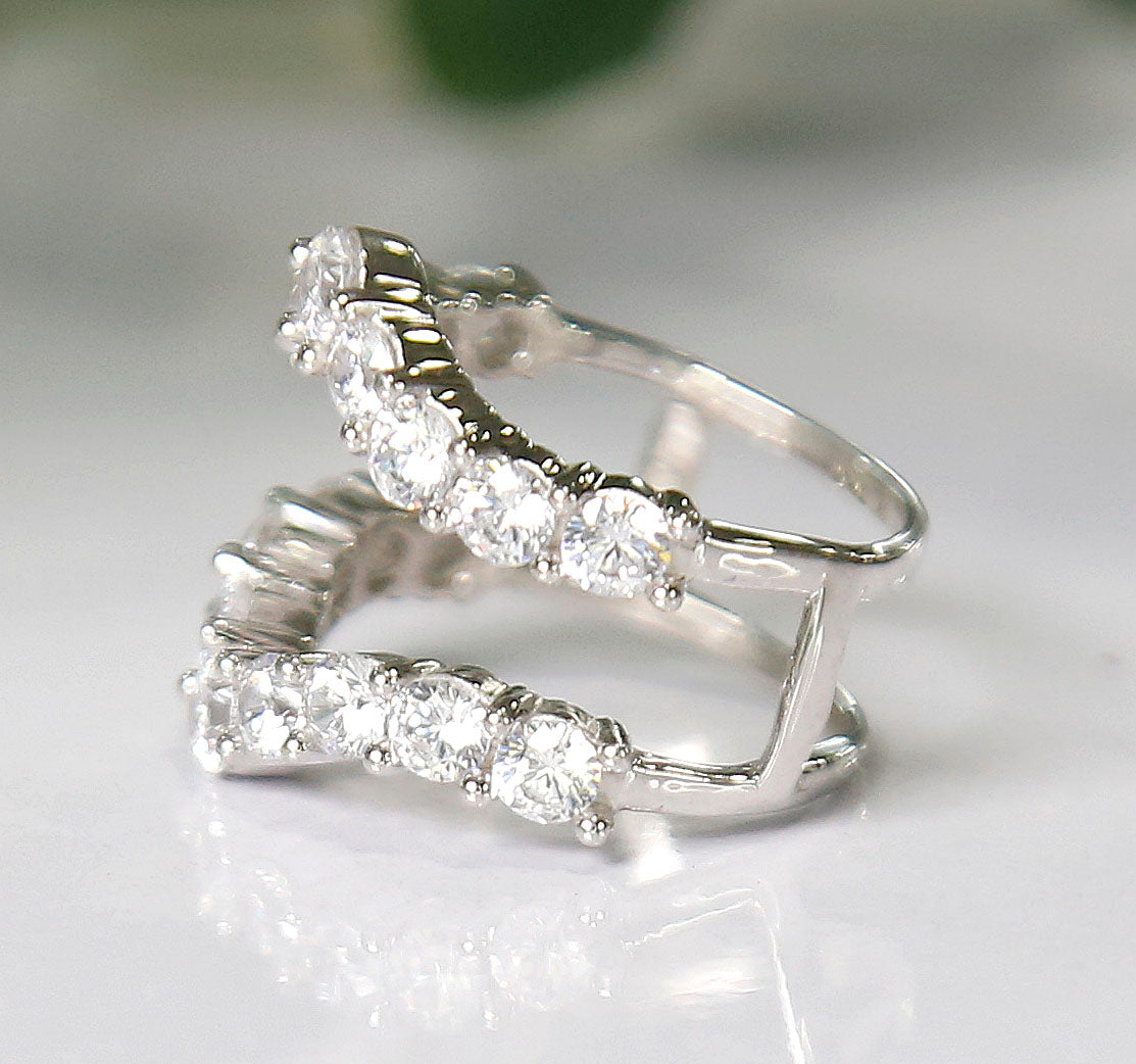 LISA Diamond Ring Enhancer & Ring Jacket in 925 Sterling Silver-Ring Wrap Enhance-AJUKEnterprise
