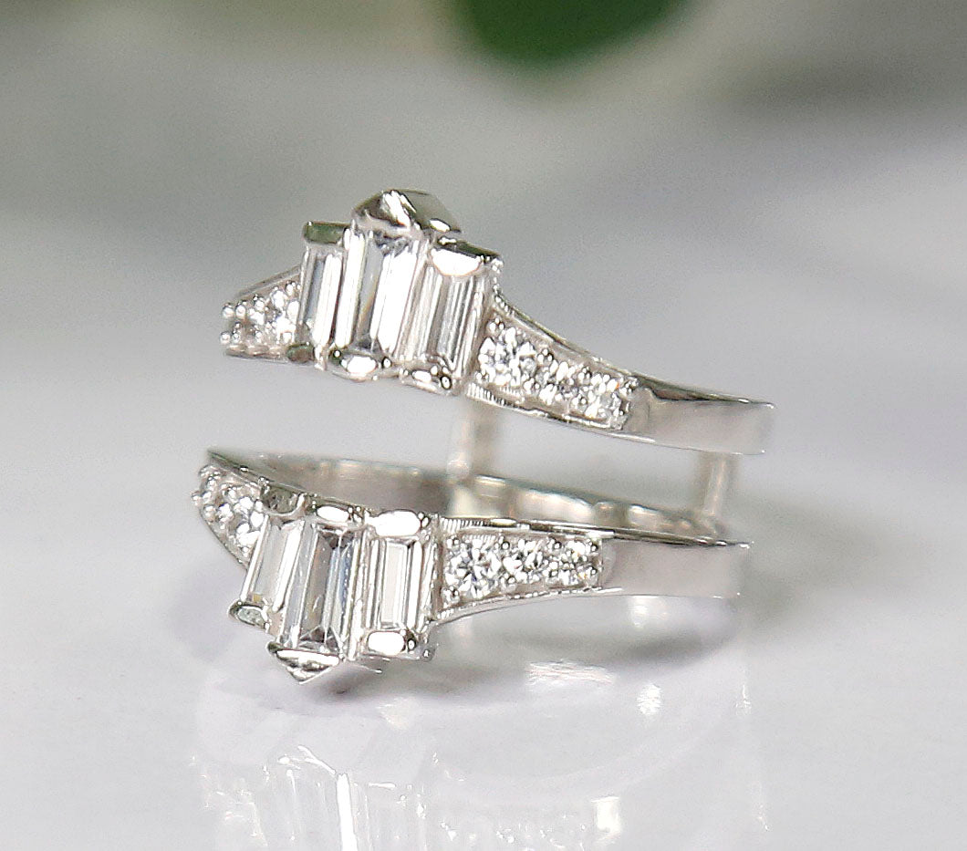 Baguette Diamond Wedding Ring Enhancer in 925 Sterling Silver-Ring Wrap Enhance-AJUKEnterprise