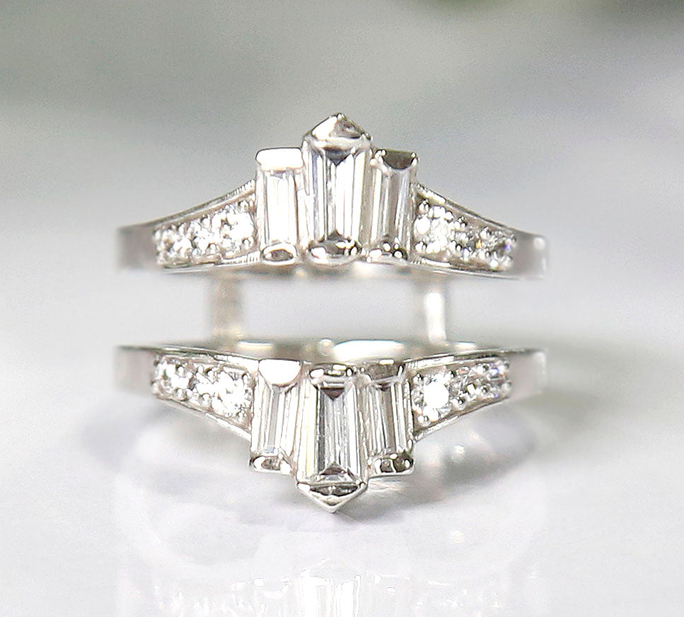 Baguette Diamond Wedding Ring Enhancer in 925 Sterling Silver-Ring Wrap Enhance-AJUKEnterprise