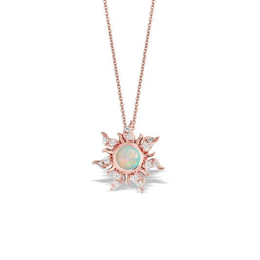 Fire Opal Magic Sunflower Lost Princess Pendant Necklace 18"