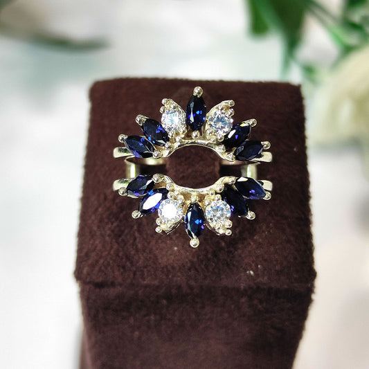 Marquise Sapphire & Diamond Enhacer Ring Guard-Ring Wrap Enhance-AJUKEnterprise