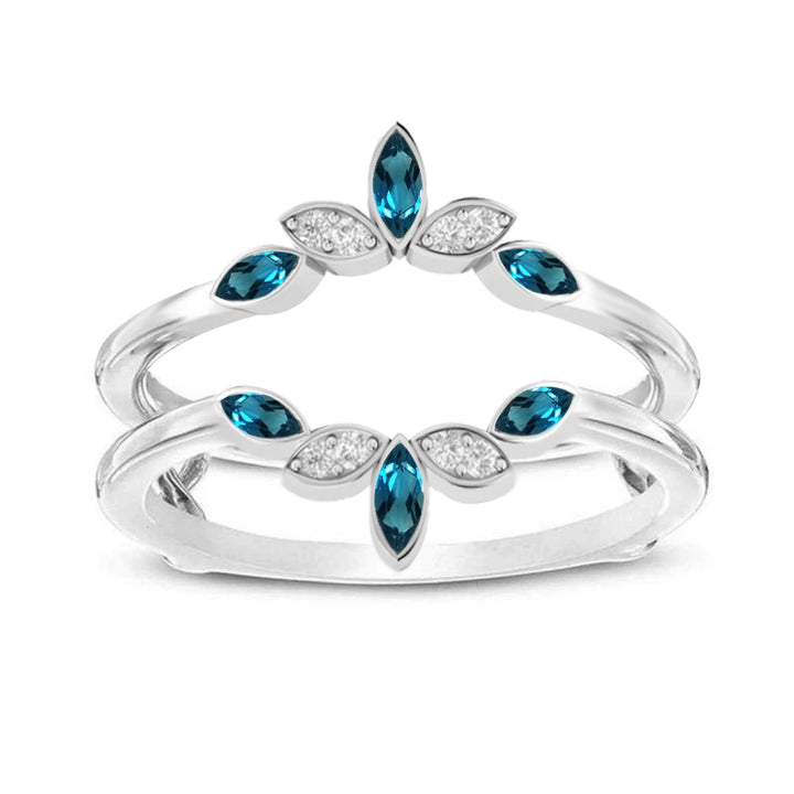 December Birthstone - London Blue Topaz & Diamond Wrap Ring Enhancer in 925 Sterling Silver