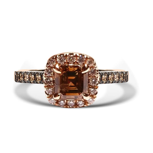 Asscher Brown Diamond Proposal Ring in 14K Rose Gold Finish