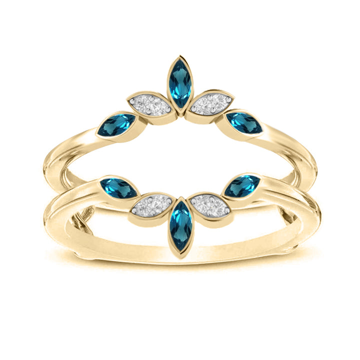 December Birthstone - London Blue Topaz & Diamond Wrap Ring Enhancer in 925 Sterling Silver