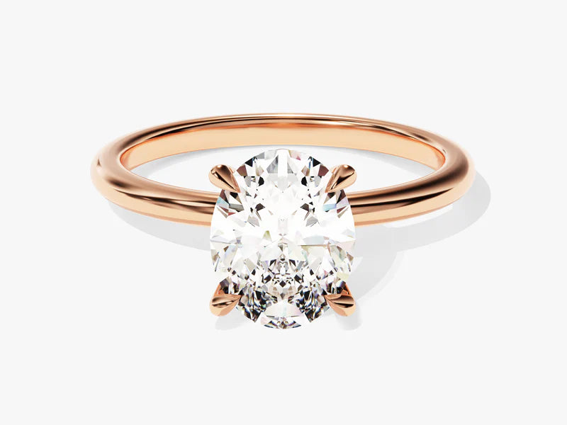 2 Ct Solitaire Oval Cut Moissanite Engagement Ring in 14K Yellow Gold