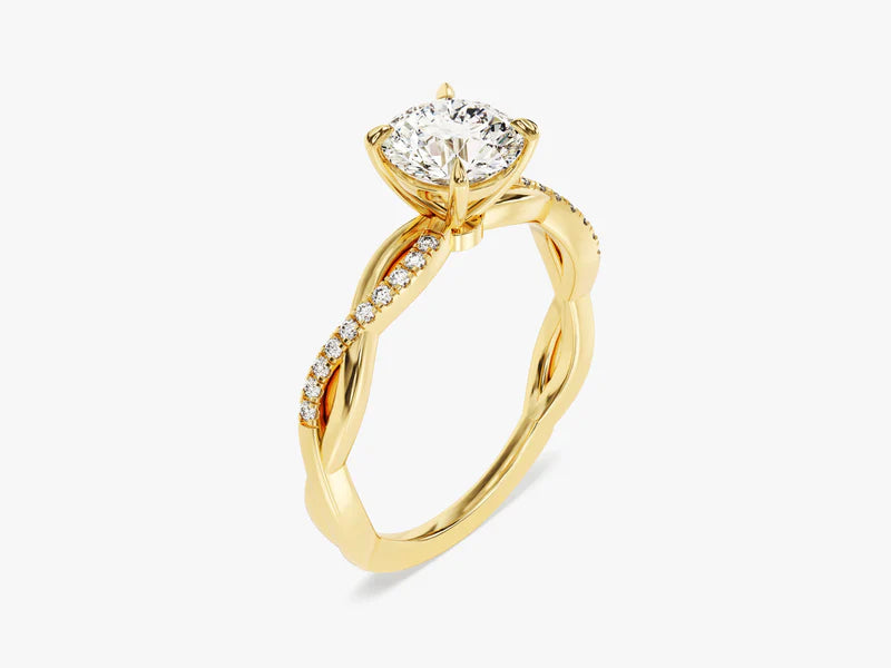 1 Ct Twist Moissanite Engagement Ring in 14K Solid Gold - Wedding Ring For Her