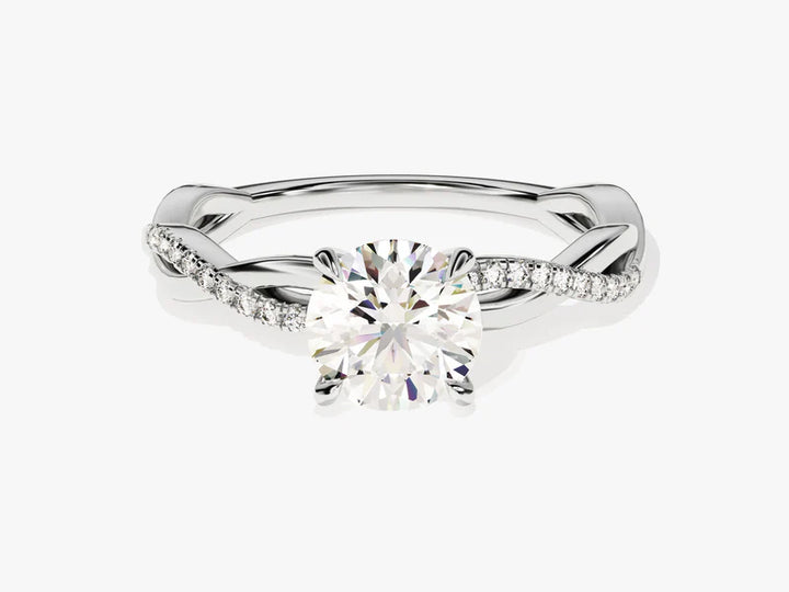 1 Ct Twist Moissanite Engagement Ring in 14K Solid Gold - Wedding Ring For Her