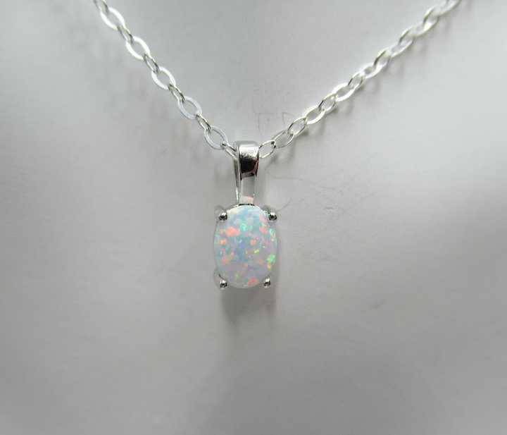 Oval Shaped Fire Opal Solitaire Pendant Necklace 925 Sterling Silver