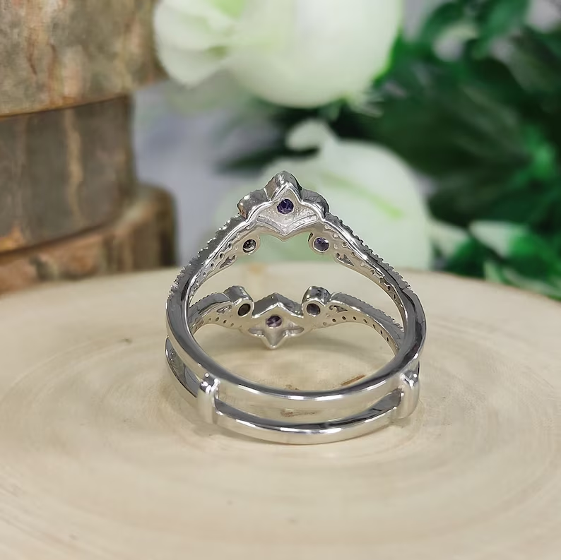 Vintage Amethyst Enhancer Wedding Ring 925 Sterling Silver-Ring Wrap Enhance-AJUKEnterprise