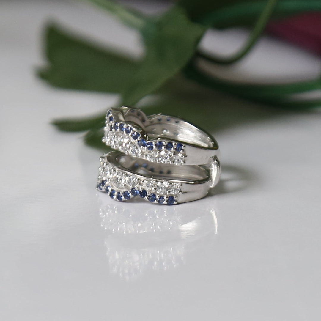 Blue Sapphire & White Diamond Wrap Ring Jacket-Ring Wrap Enhance-AJUKEnterprise