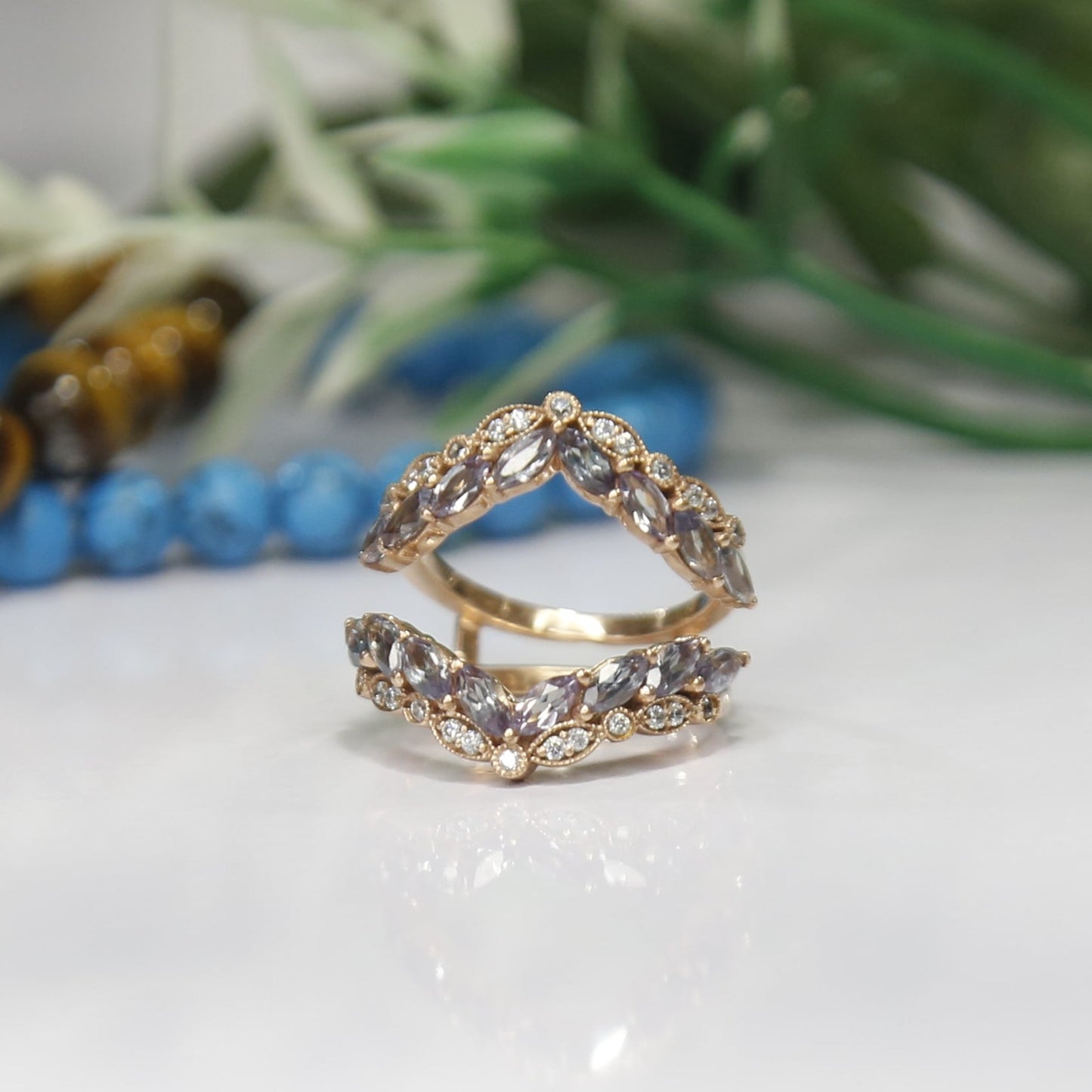 Marquise Alexandrite & Diamond Enhacer Wrap Ring Guard-Ring Wrap Enhance-AJUKEnterprise