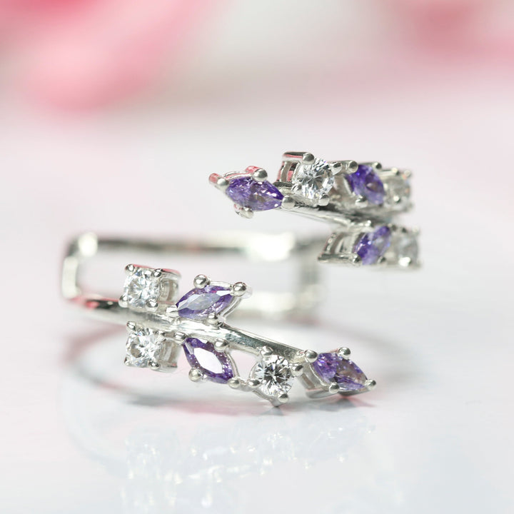 Marquise Cut Amethyst Open Ring Enhancer - Wedding Wrap Ring Guard - February Birthstone - Gift For Her