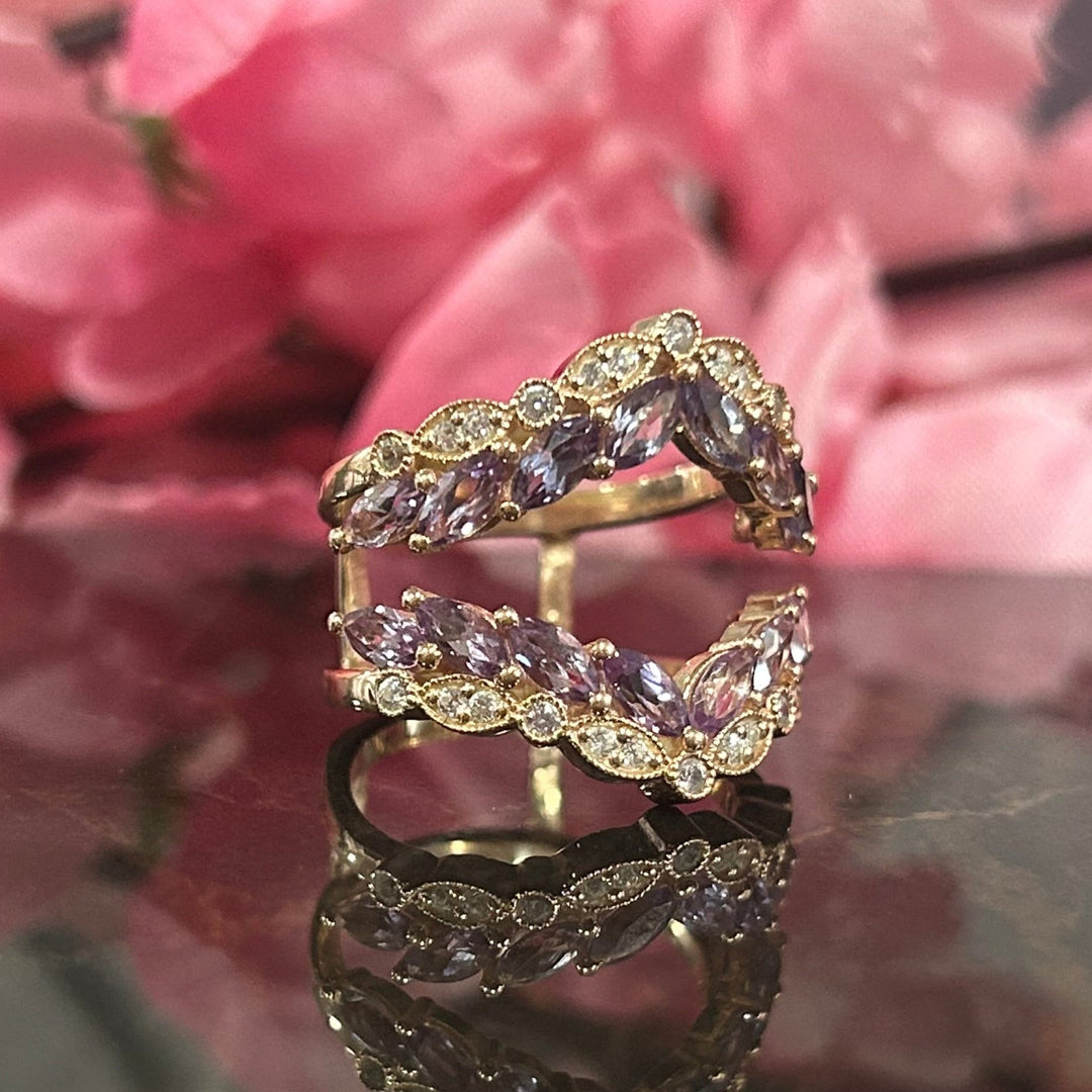 Natural Alexandrite Wedding Enhancer Wrap Ring 14k Rose Gold Finish - Anniversary Gift - Promise Ring For Her