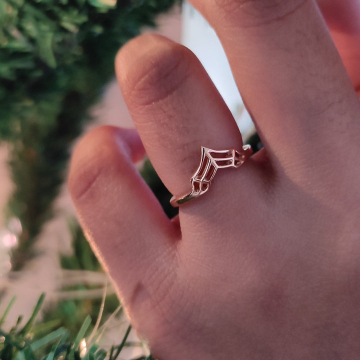 Spider Web Stackable Ring 14K Rose Gold Over - Spider Web Band Ring - Gothic Ring - Christmas Gift