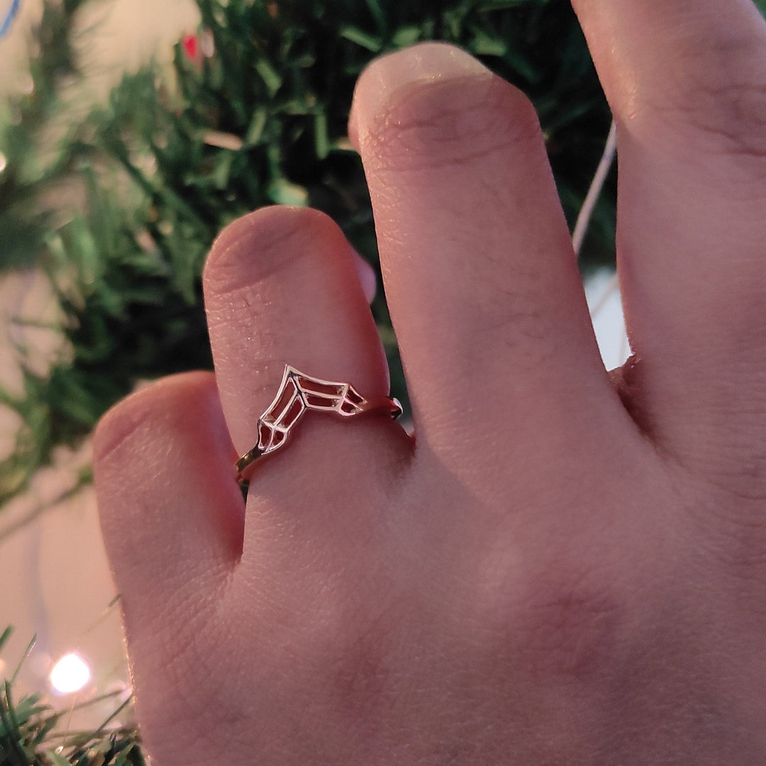 Spider Web Stackable Ring 14K Rose Gold Over - Spider Web Band Ring - Gothic Ring - Christmas Gift