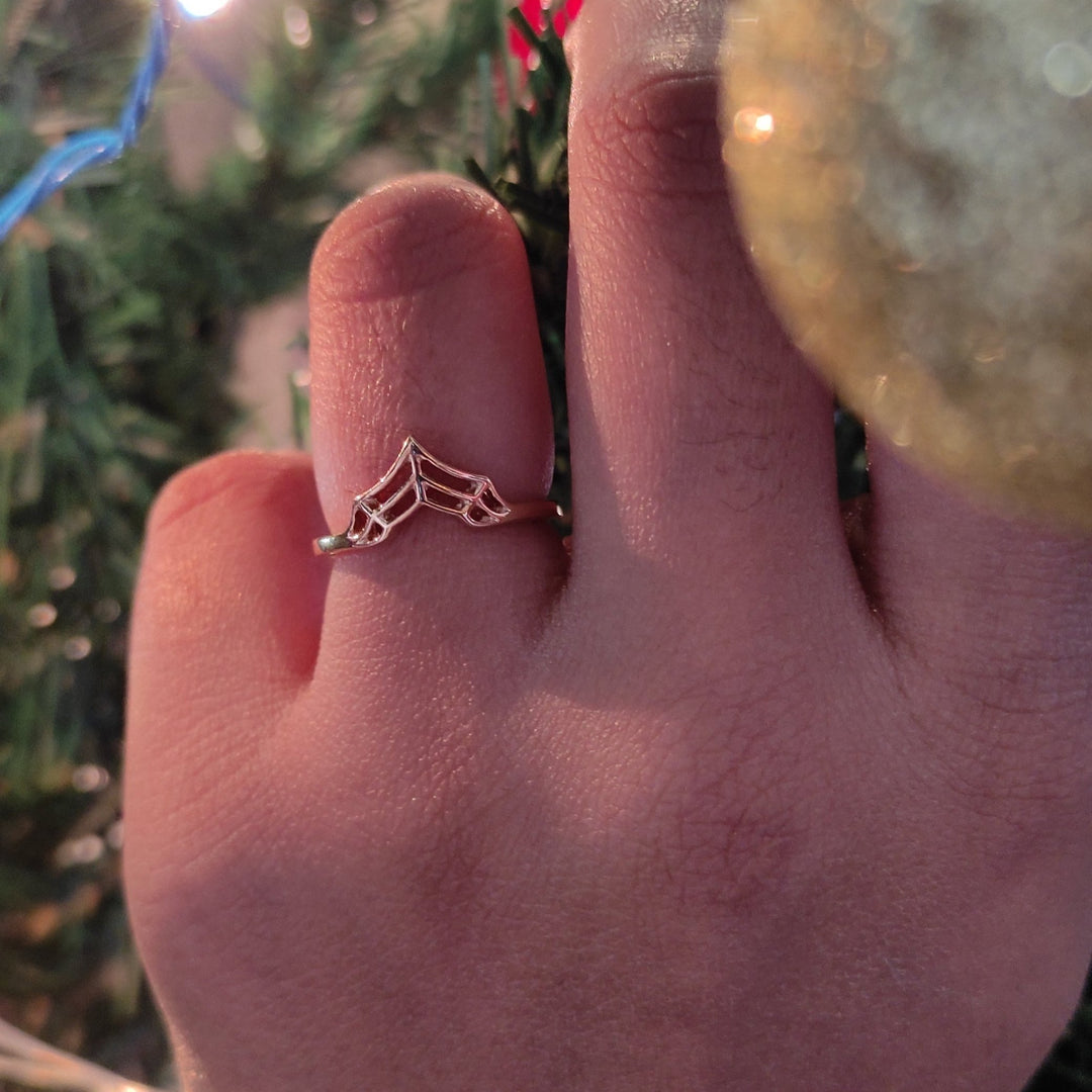 Spider Web Stackable Ring 14K Rose Gold Over - Spider Web Band Ring - Gothic Ring - Christmas Gift