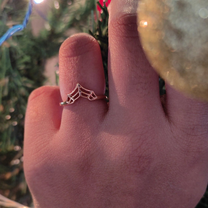 Spider Web Stackable Ring 14K Rose Gold Over - Spider Web Band Ring - Gothic Ring - Christmas Gift