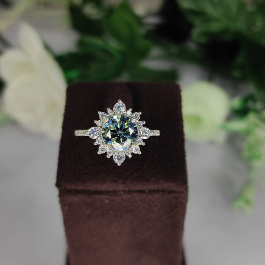 3ct Natural Grey Moissanite Engagement Ring - Vintage Wedding Ring