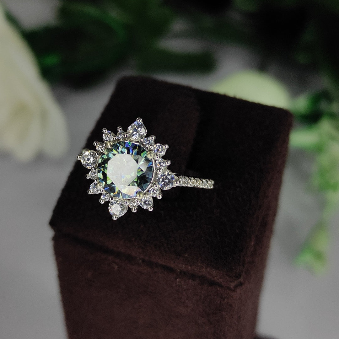 3ct Natural Grey Moissanite Engagement Ring - Vintage Wedding Ring