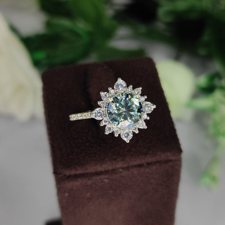 3ct Natural Grey Moissanite Engagement Ring - Vintage Wedding Ring