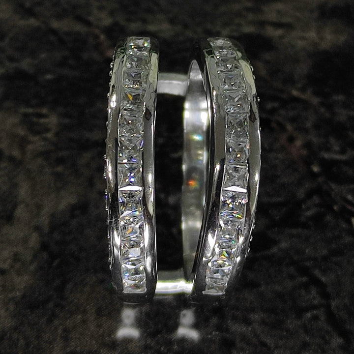 Princess Cut Diamond Wedding Ring Enhancer 14k White Gold Finish - Anniversary Gift For Her