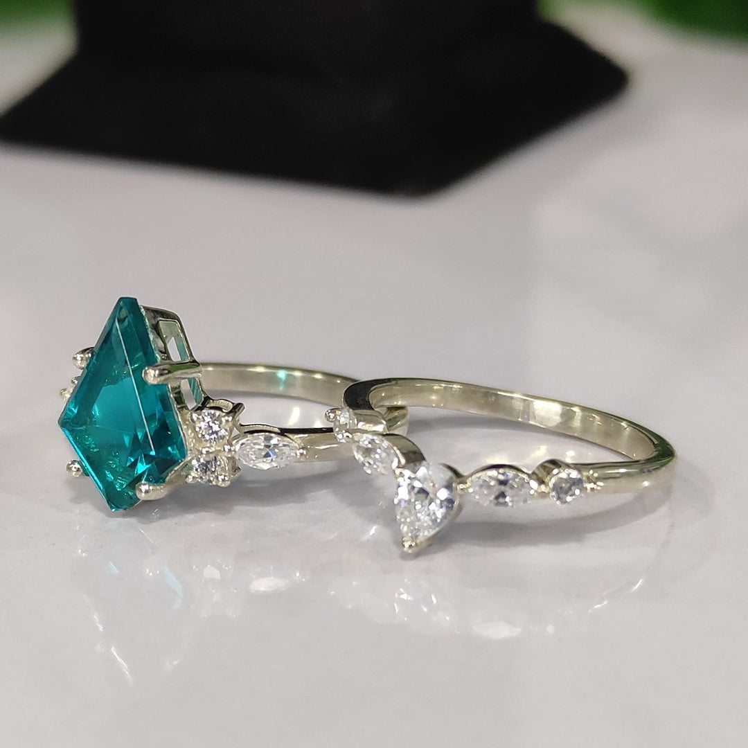 Kite London Blue Topaz Engagement Ring Set