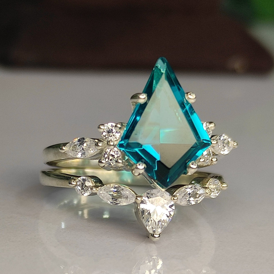 Kite London Blue Topaz Engagement Ring Set