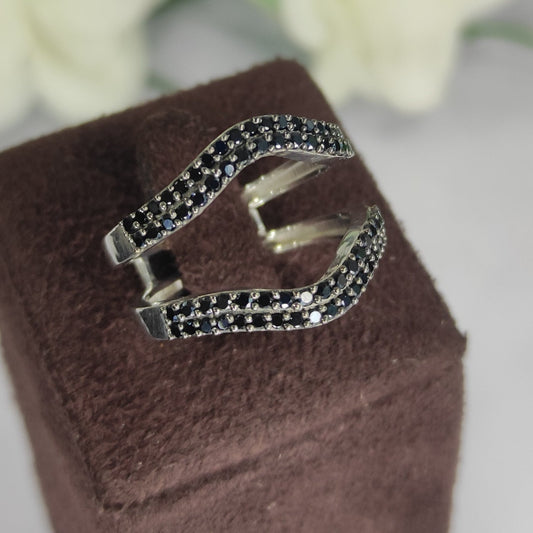 Round Cut Black Diamond Enhancer Wedding Band - Aggie Ring - Bridal Ring Insert